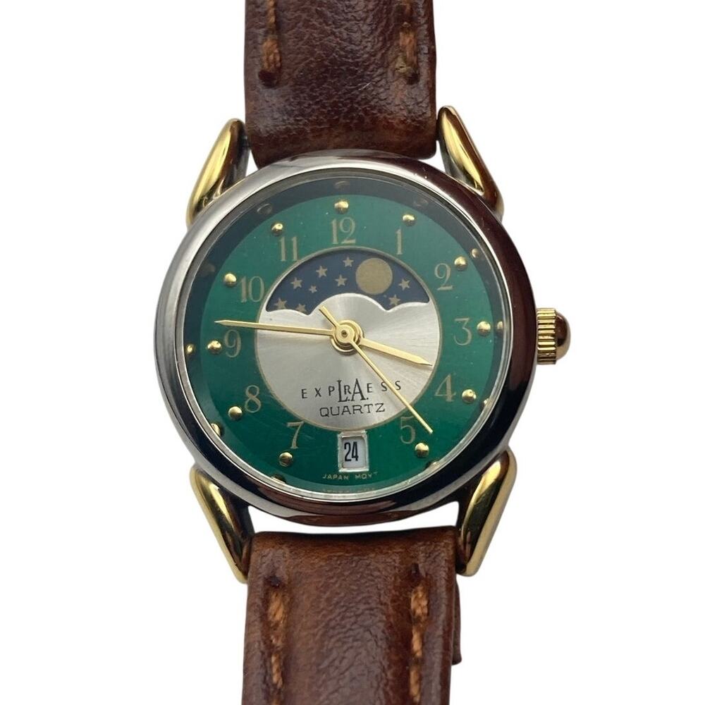 VTG LA Express Moon Phase Women's Watch 23mm - New Battery - Adjustable Leather